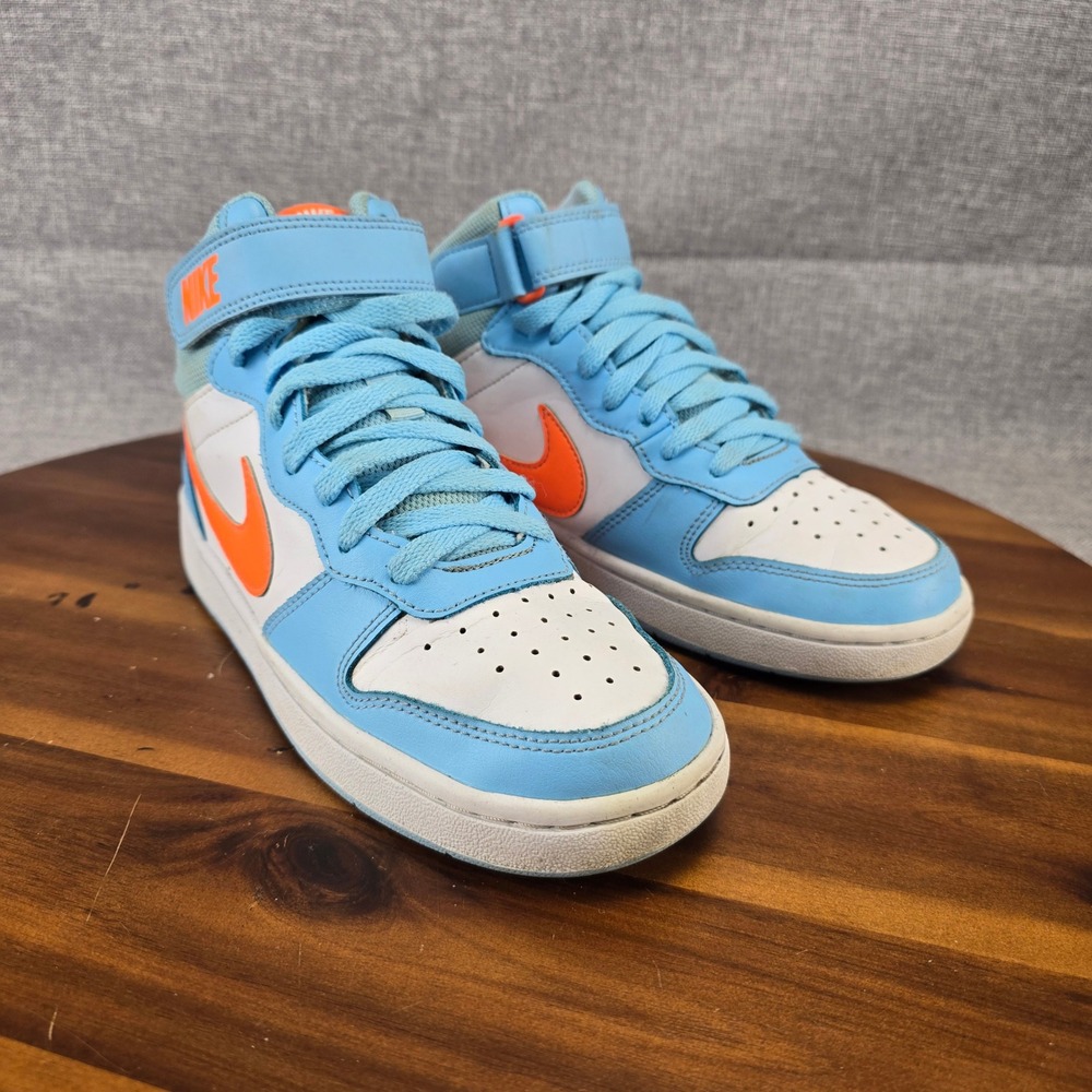 Nike Court Borough Mid 2 Kids 5Y Glacier Blue Total Orange HF4791-407 High‎ Top - Picture 14 of 14